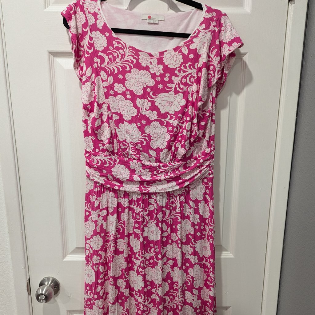 Boden Pink Floral Midi Dress Us 12 (Uk 16)